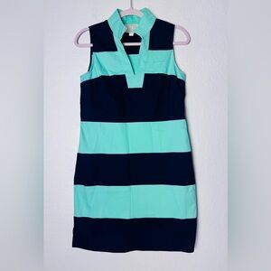 Sail To Sable Striped Dress Size Small Green Navy Blue Cotton  $198